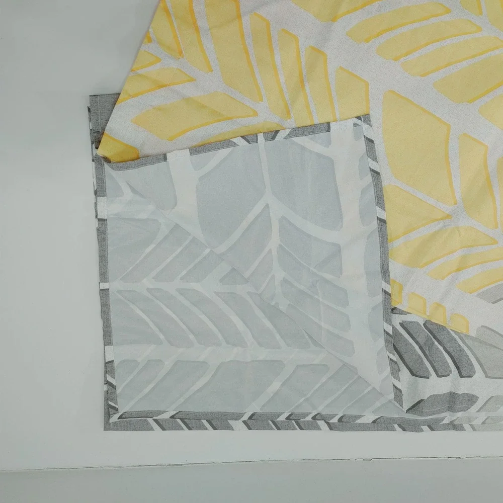 Intelligent Design Feather Leaf‎ Shower Curtain Yellow Gray 72x72 Polyester